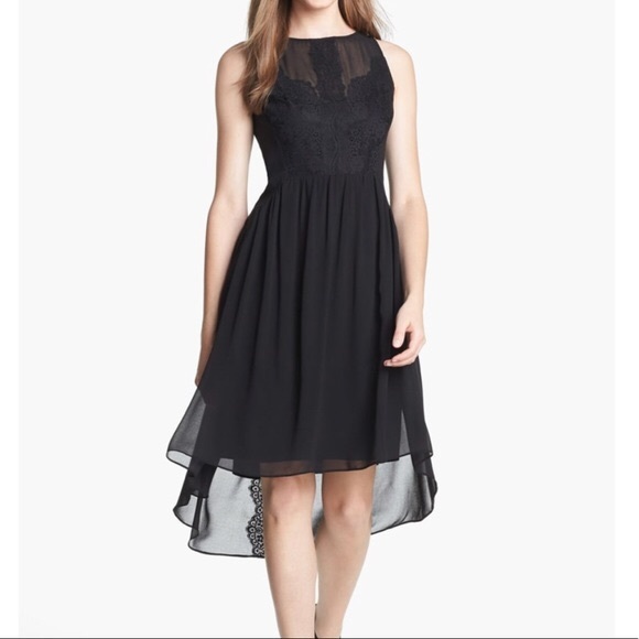 Vince Camuto Sheer Black High Low Sheath Dress 6 - Picture 2 of 5